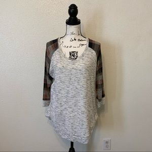 Maurice Plaid Tunic V Neck Sweater